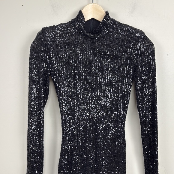 🎀NEW NOOKIE sloane long sleeve all over black sequin dress xs - Picture 8 of 12